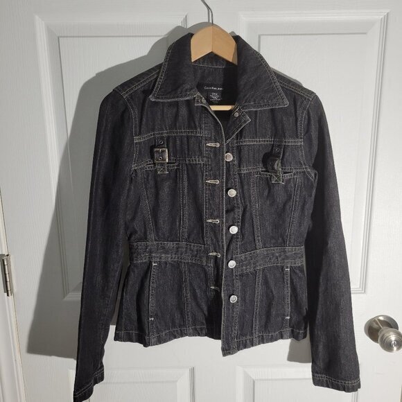 Calvin Klein‎ Jeans Jean Jacket-Dark Denim-Women's SM - Picture 1 of 7